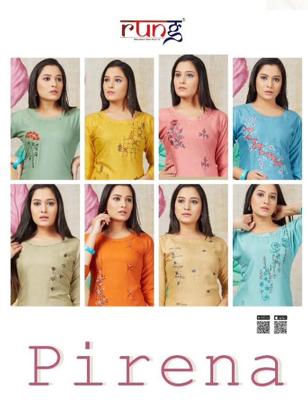 Rung Pirena Latest Designer Rayon Party Wear Kurti Collection